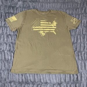 Grunt Style American Flag USA Graphic T Shirt Olive Green Mens XL